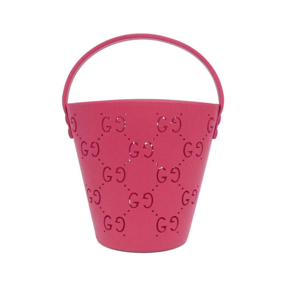 Gucci GG perforated rubber bucket bag cutout Red